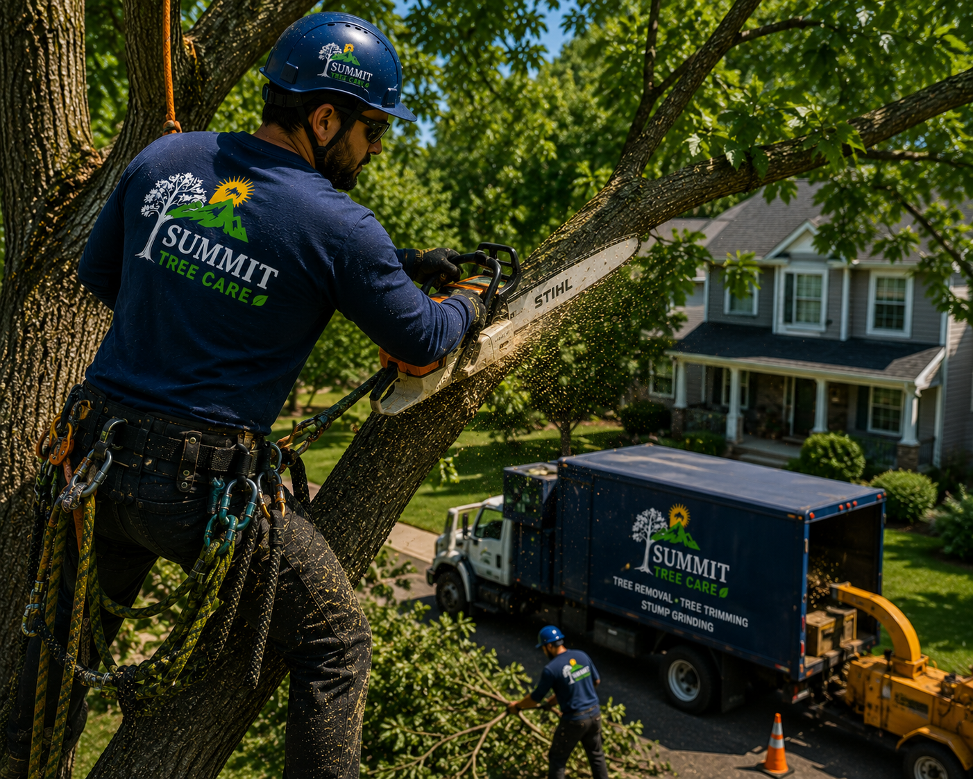 Crane assisted tree removal in Buffalo NY